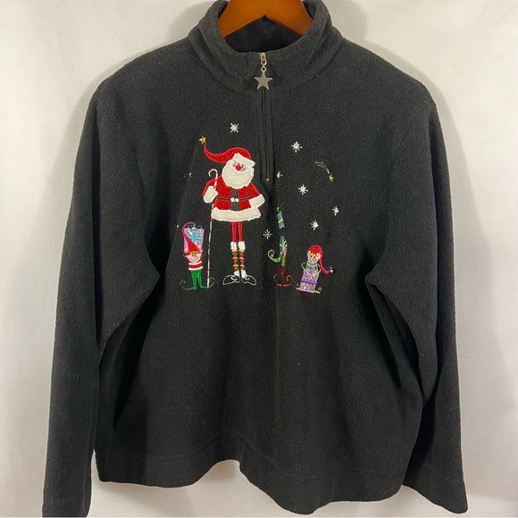 White Stag Tops - Womens White Stag Christmas Sweater Fleece 1/4 Zip Embroidered Women XL Holiday